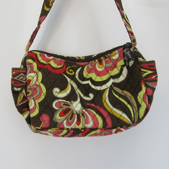 Vera Bradley Puccini Small Handbag Purse Red/Yellow/Pink and Brown Full Zip - Picture 2 of 9